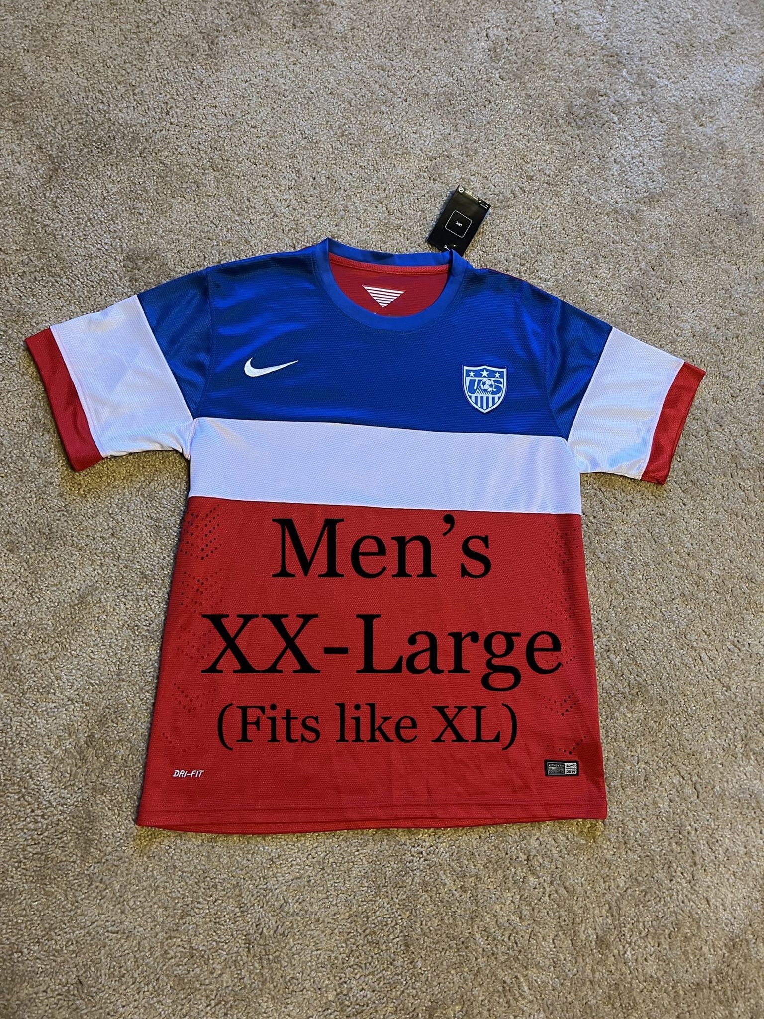 WORLD CUP NIKE FC / USMNT WORLD CUP Rocket “BOMB POP” Team USA Vapor Match SOCCER Jersey DRI-FIT Futbol Kit / Men’s XX-Large XXL 2XL (Fits Like X-Larg