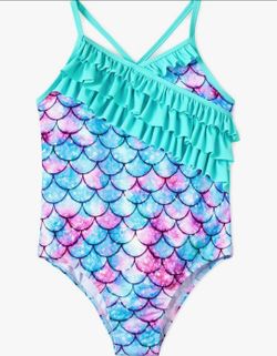 New 2t/3t Girls Mermaid Scale One-Piece Swimsuit