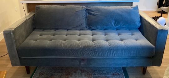 Large Gray Velvet Sofa