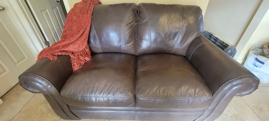 Leather brown loveseat