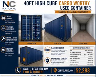 40FT High Cube Cargo Worthy Shipping Container – Cleveland, OH