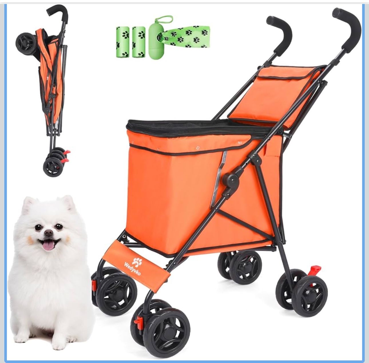Pet Stroller Cat Dog Stroller Travel Folding Pet Carriers,Cat Carrier for Large Cats Puppy Stroller Detachable