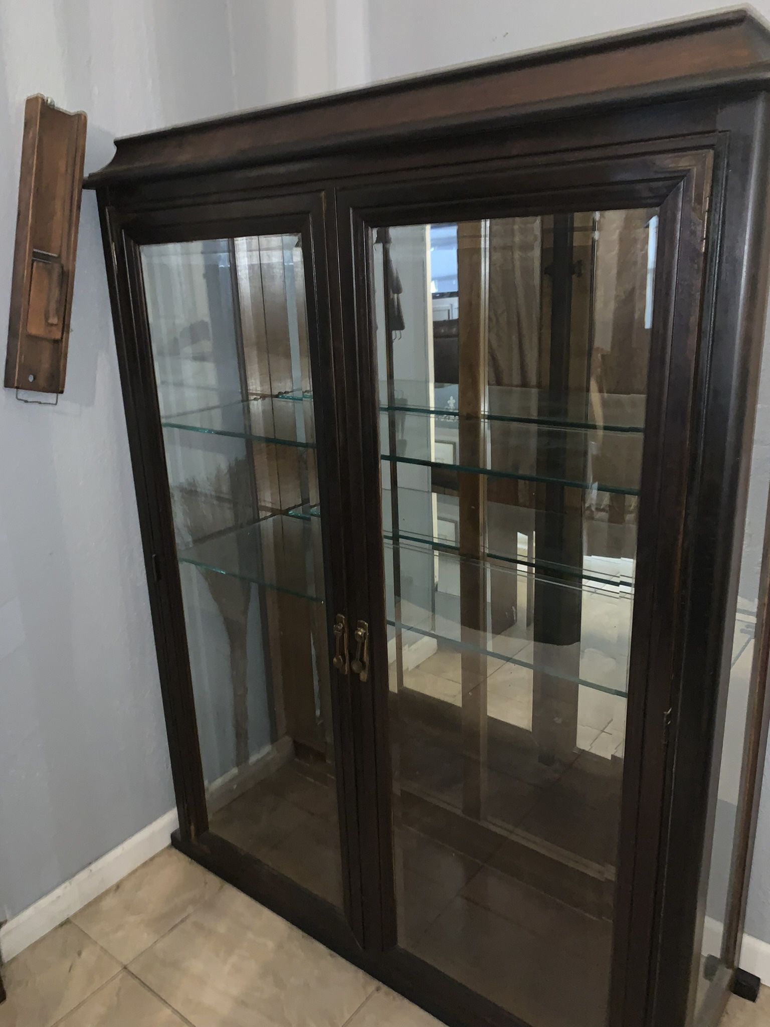 Antique Curio Cabinet With Glass Shelves