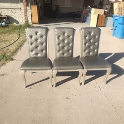 Set Of 3 Wooden Dining Room Chairs 