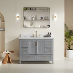 Fully Assembled 48'' Freestanding Bathroom Vanity with 2 Handles Sets