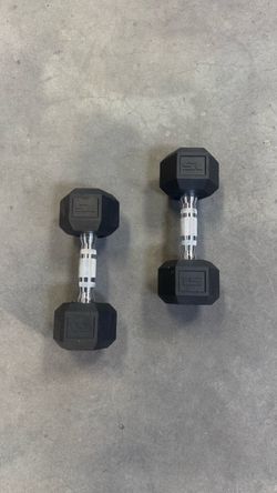 15 lb Rubber Hex Dumbbells – Pair