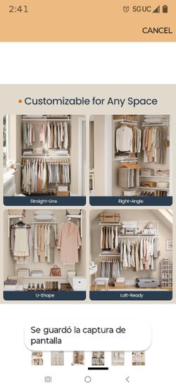 SONGMICS HOME Closet System, Closet Insert Organizer, 4-6 ft, Adjustable Metal Shelving Unit with 4 Hanging Rods, 4 Shelves, and Hooks, for Pantry Mud