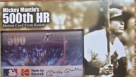 Mickey Mantle's 500 home run motion baseball card from Kodak