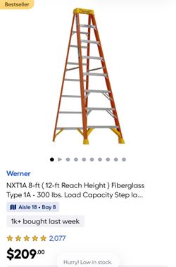 Werner NXT1A08 8 ft. Fiberglass Step Ladder (12 ft. Reach Height) with 300 lb. Load Capacity