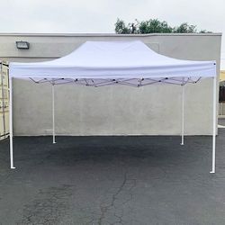 (NEW) $145 Heavy-Duty 10x15 FT Outdoor Ez Pop Up Canopy Party Tent Instant Shades w/ Carry Bag (White, Blue)