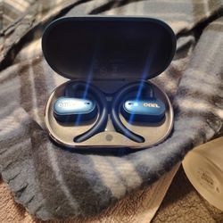Onn Blue Wireless  Headphones With Blue Leather Charging Box