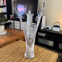 Hand blown white glass vase