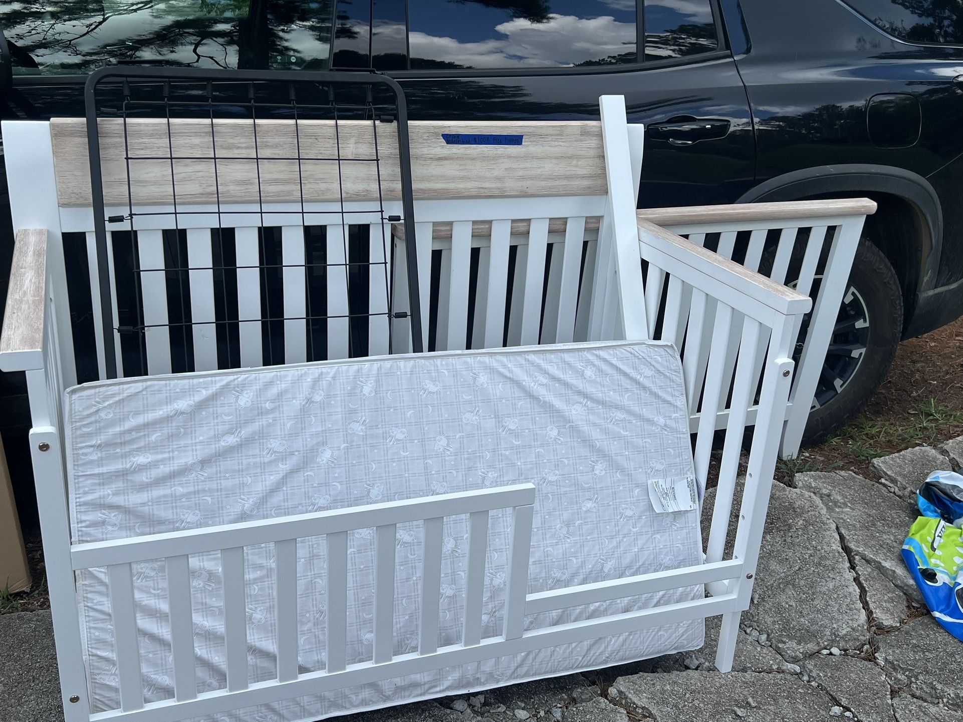 Crib with Toddler Attachment, Crib, And Baby Gate