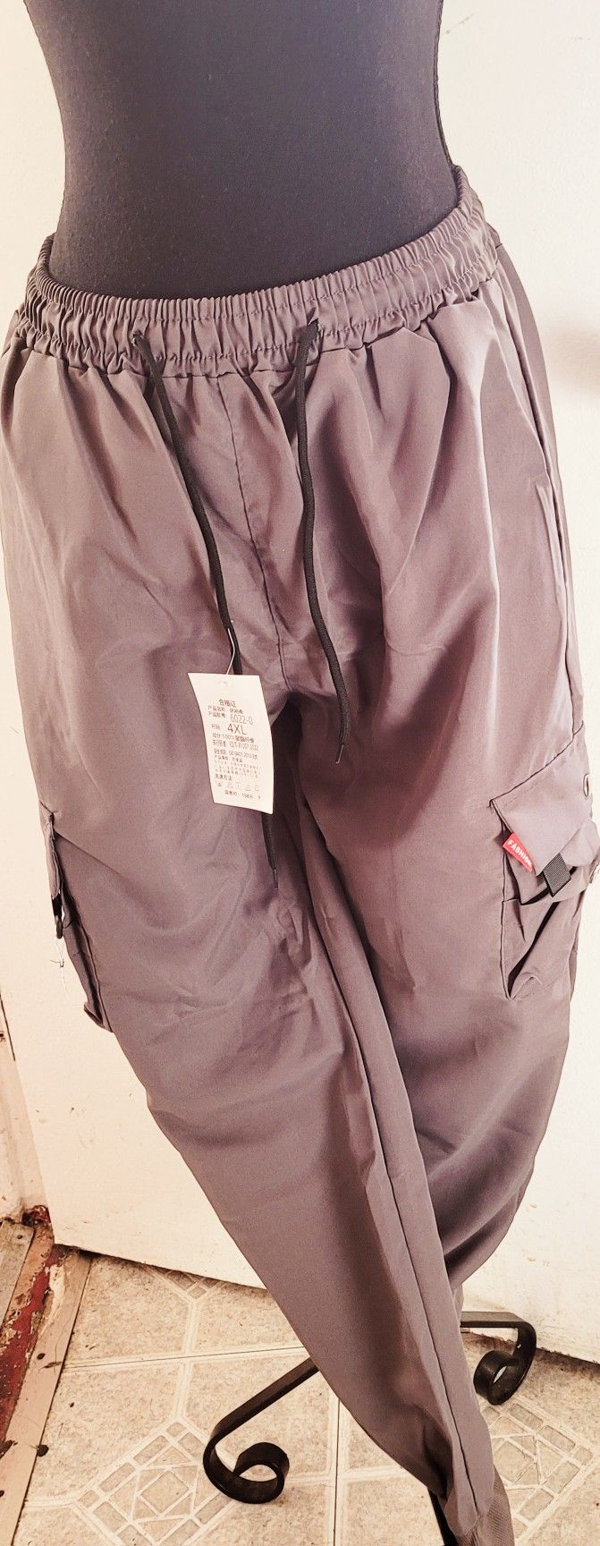 Women 4XL Cargo Pants Drawstring Jogger Pants Gray. US Sz Small