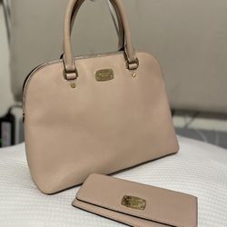 Michael Kors Cindy Large Dome Satchel & Michae Kors Pink Jet Set wallet 