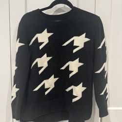 Banana Republic Medium Petite Black and Ivory Sweater, Polyester and Cotton