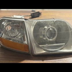 99-04 Ford F150 Svt Lightning Harley Custom Retrofitted  Headlights 