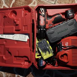 MILWAUKEE Cordless Hammer Drill Kit: 12V, Gen Purpose, 3/8 in Chuck, Keyless, 2, 22.9 ft-lb, 1.5 Ah
