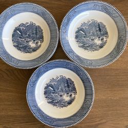 Set of 6 – Vintage Porcelain Currier & Ives "Early Winter" Soup Bowl Set by Royal USA, 1(contact info removed)