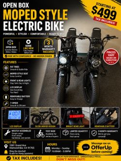 Open Box EBike Starting $499 (3 Month Warranty)