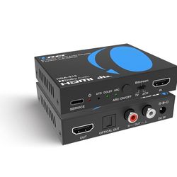 OREI 4K@60Hz HDMI Audio Extractor & Decoder with ARC, HDCP 2.2, HDR (Dolby Vision/ HDR10+/ HLG), 18Gbps, Optical SPDIF & Analog L/R Audio Out, Downmix