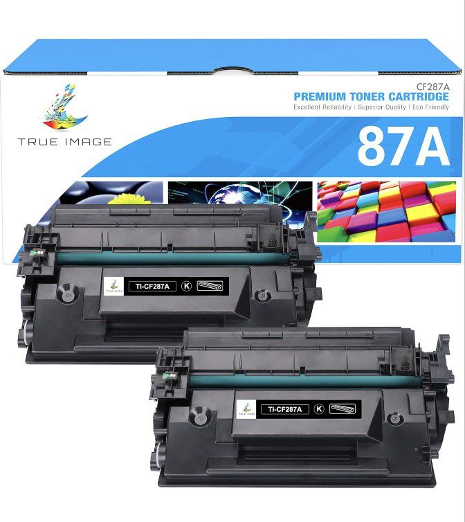 CF287A 87A Black Toner Cartridge: 2-Pack Compatible Replacement for HP 87A CF287A 87X CF287X for HP Laserjet Enterprise M506dn M506n M506x M501dn MFP 