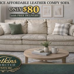 🛋️ Nice Affordable Leather Comfy Sofa – ONLY $80 w/ FREE DELIVERY 🛋️