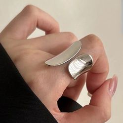 925 sterling silver women's men's unisex Chunky Wide band cuff ring Gift