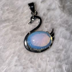 NEW Moonstone Swan Pendant set in Rhodium   