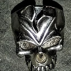 Men's Size 11 Stainless Steel Skull Ring, Heavy