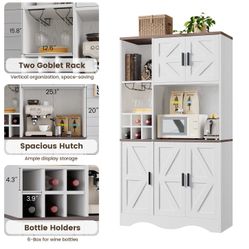 Pantry Cabinet with Wine Racks, 5 Barn Doors, 71" H ×39.4" W, Kitchen Storage Tall Wooden Pantry Cabinets with Doors and Shelves
