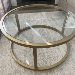 Wide Round Coffee Table In Brass35