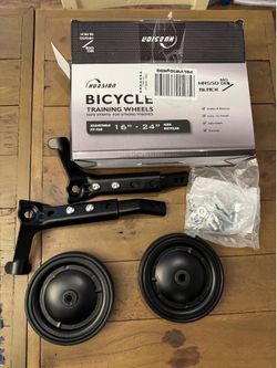 HUASION Kids Bike Training Wheels – Adjustable 16” to 24” (Black - Open Box/New)
