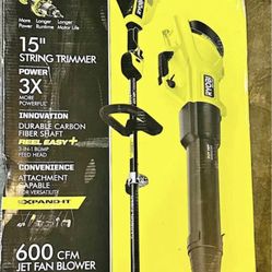 40V HP Brushless 600 CFM 155 MPH Cordless Leaf Blower and Carbon Fiber String Trimmer with 4.0 Ah Ba
