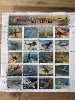 UNCUT MINT Sheets: 1997 AIRCRAFT Postal Stamps. Classic American Aircraft, US Airforce