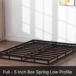 Full Size - Full Box Spring 5 Inch Low Profile Black Heavy. Duty Metal Mattress Foundation 