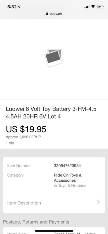 Luowei 6 Volt Toy Battery 3-FM-4.5 4.5AH 20HR 6V Lot 4