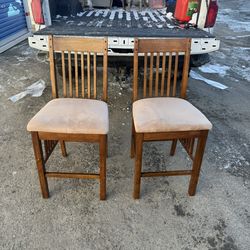 Set of 2 Wooden Dining Chairs with Upholstered Seats