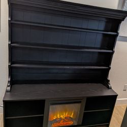 Electric Fireplace With Display Bookshelf/7 Shelves Total.
