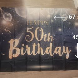 50th Birthday Banner Gold/black