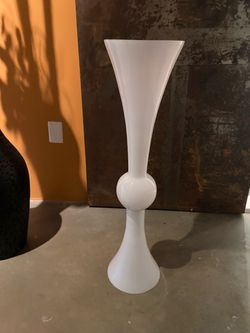 Tall Vase Decoration White Glass