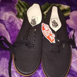 Vans Of The Wall Black Shoes Men's 9 Black W Brown Gum Bottoms New