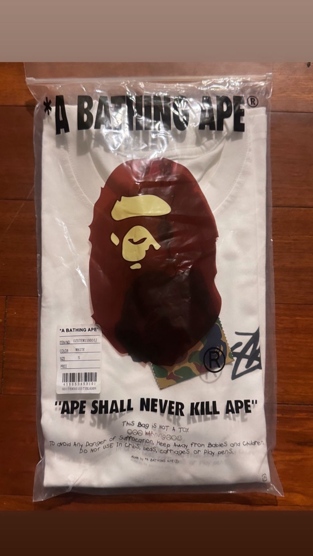 🔥 BAPE x Stüssy Tee (Size Small , White) – Deadstock, Bagged, 🔒 Heat Only
