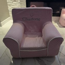 Pottery Barn Pink Polka Dot Child's Armchair