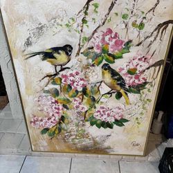 Antique Abstract Oil Painting Signed Lee Reynolds 40.5”Lx51”H