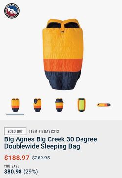 Big Agnes Big Creek 30 Degree Doublewide Sleeping Bag