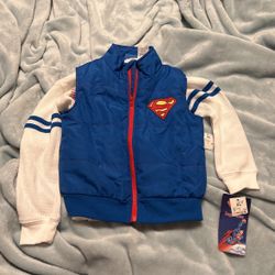 Boy Superman Vest With White Long Sleeve Shirt