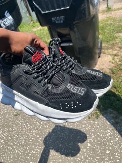 Versace Chain Reaction Sneakers Black White