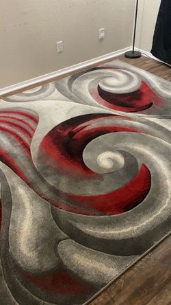 Red and Gray Swirl Area Rug
