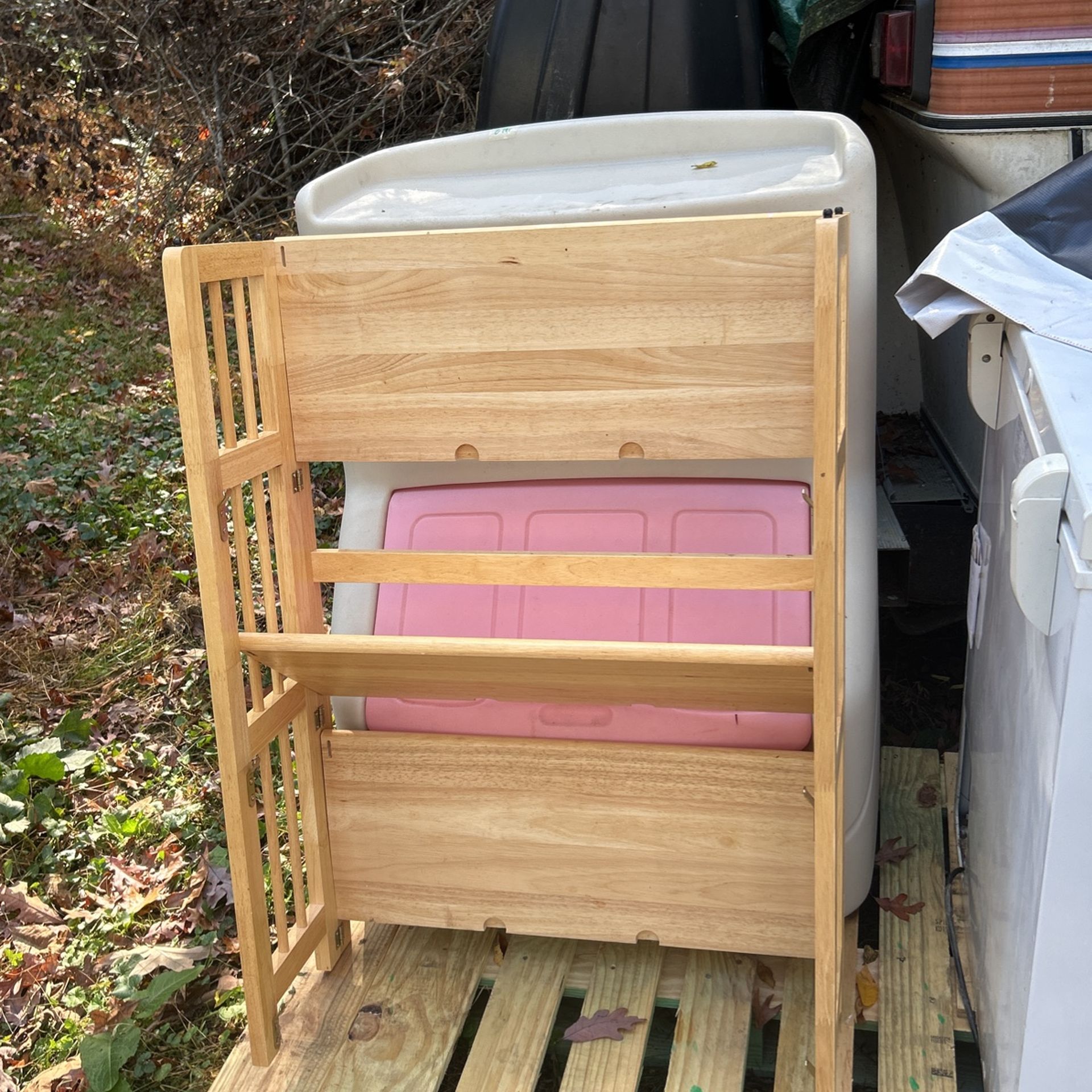 2 Heavy Light Colored 3 Shelf Bookcase 